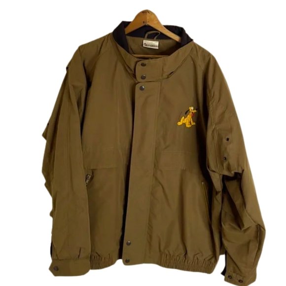 Disney Other - Walt Disney World Pluto Mens jacket size XL tan bomber grommet detail collector